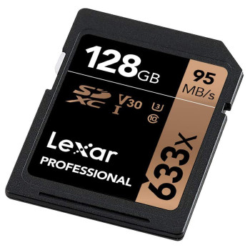 Lexar 633X Professional 128GB V30 U3 SDHC™/SDXC™ UHS-I Memory Cards (up to 95MB/s read, Write 45MB/s)