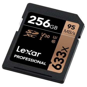Lexar 633X Professional 256GB V30 U3 SDHC™/SDXC™ UHS-I Memory Cards (up to 95MB/s read, Write 45MB/s)
