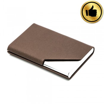 Leather Type Name Card Holder - Brown (BEST)