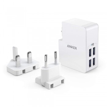 Anker A2042 PowerPort 4 Lite 4 Port Wall Charger (UK and EU Plugs) - White