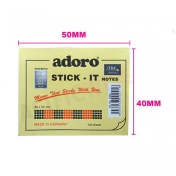 Adoro Stick It Notes Yellow 100s' 40 x 50mm